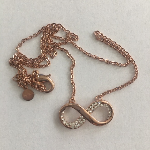 Rose gold plated & cz infinity designer necklace NWOT in gift box - Picture 3 of 6